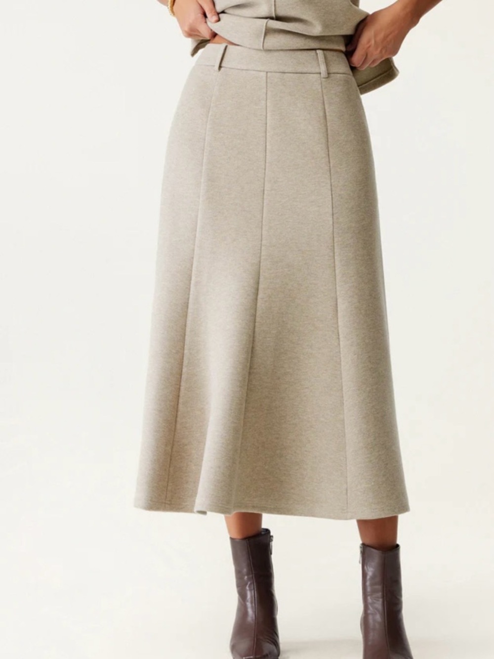 OGL High Waisted Umbrella Hem Midi Skirt - Picture 4 of 5